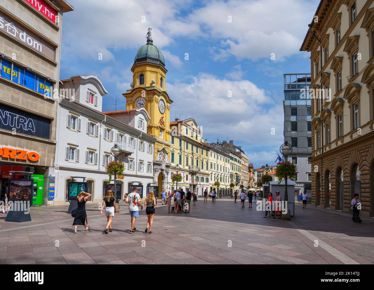 View down the main street, Korzo, Rijeka, Croatia Stock Photo