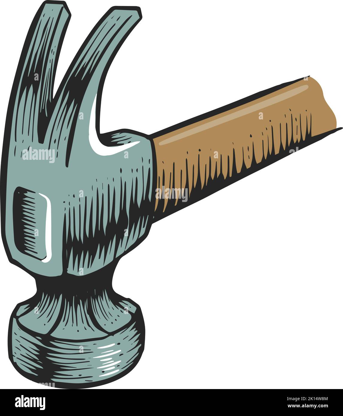 Color claw hammer icon woodworking tool Stock Vector