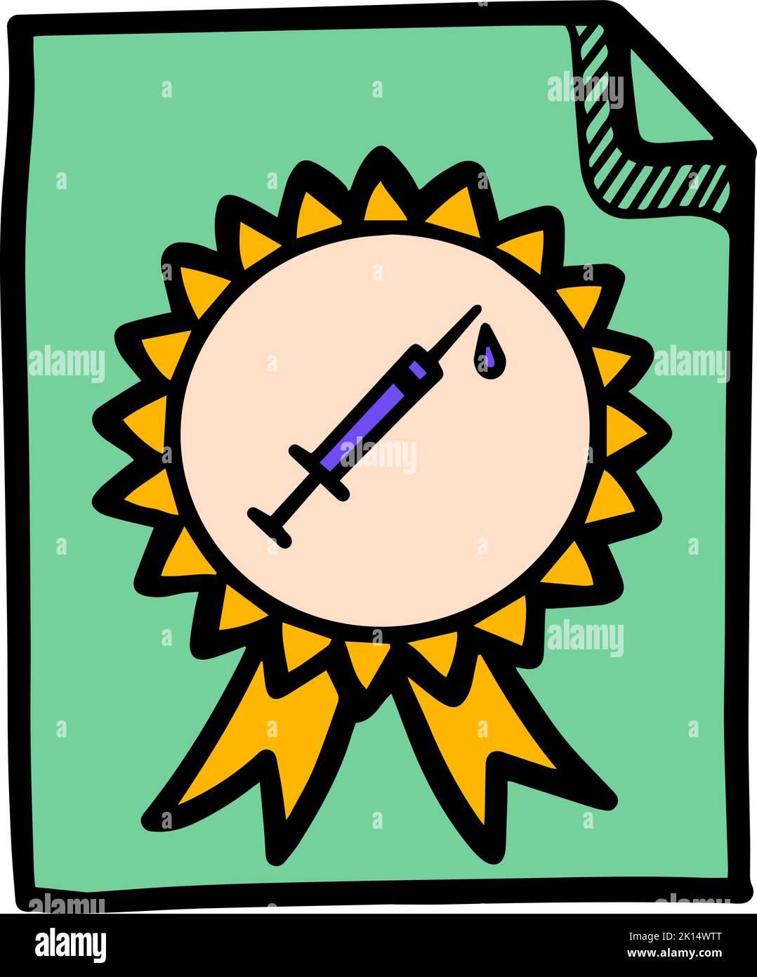 Color hand drawn vaccination certificate concept icon Stock Vector ...