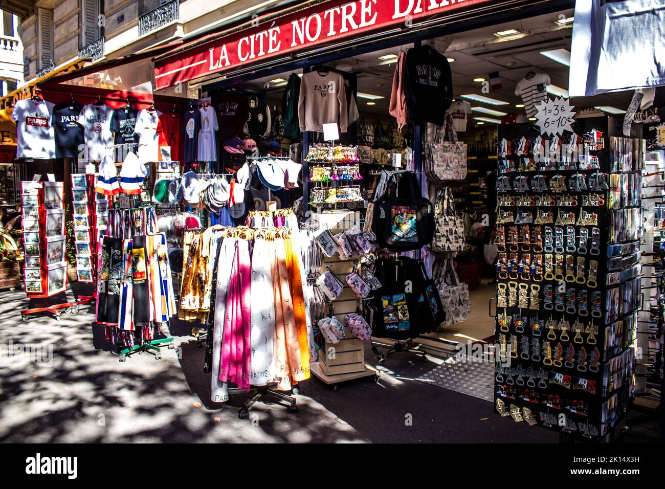 Paris, France September 14, 2022 Decorative objects and various gift sold in a souvenir shop