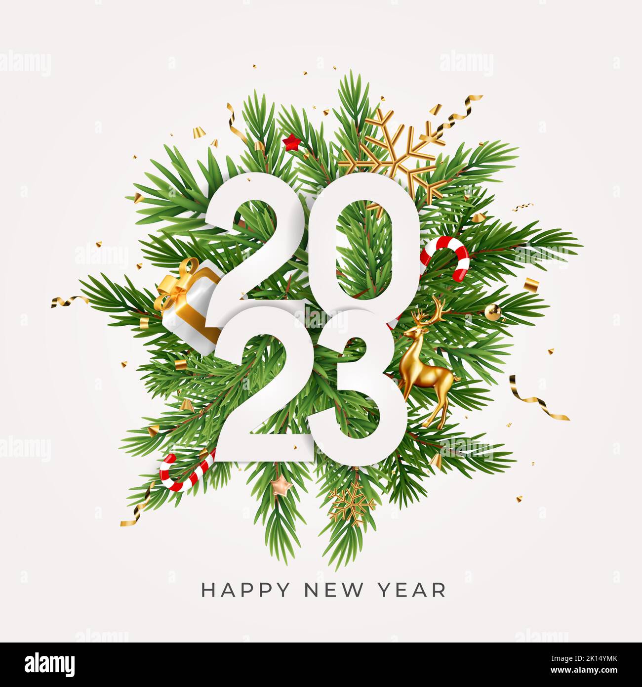 Greeting Card 2023 Happy New Year. Vector Illustration Stock Vector