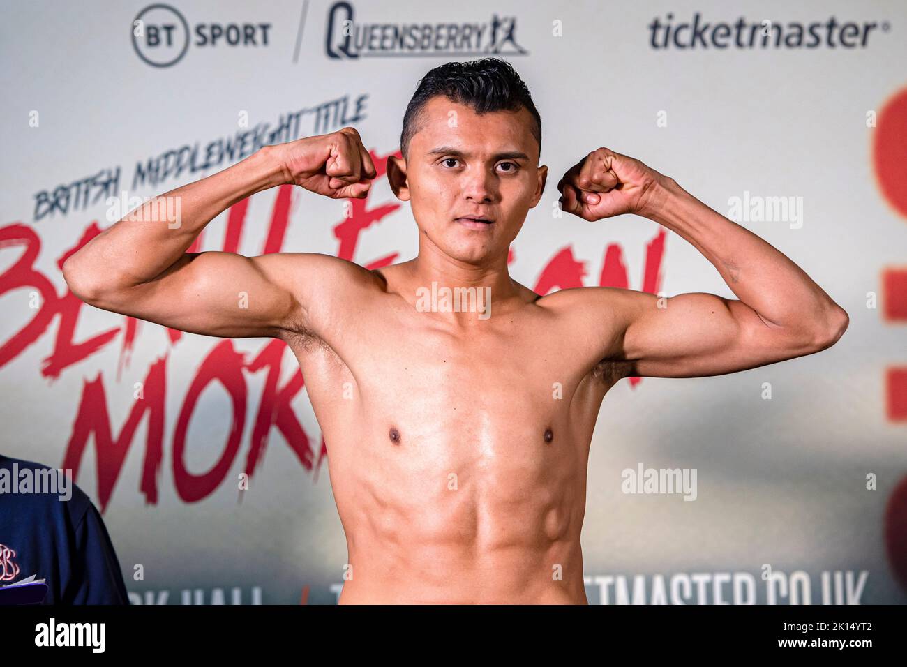 LONDON, UNITED KINGDOM. 15th Sep, 2022. Brayan Mairena during Frank Warren presents Bentley vs Morrison Official Weigh-In at Bethnal Green Town Hall Hotel on Thursday, September 15, 2022 in LONDON (Editorial use only, license required for commercial use. No use in betting, games or a single club/league/player publications.) Credit: Taka G Wu/Alamy Live News Stock Photo