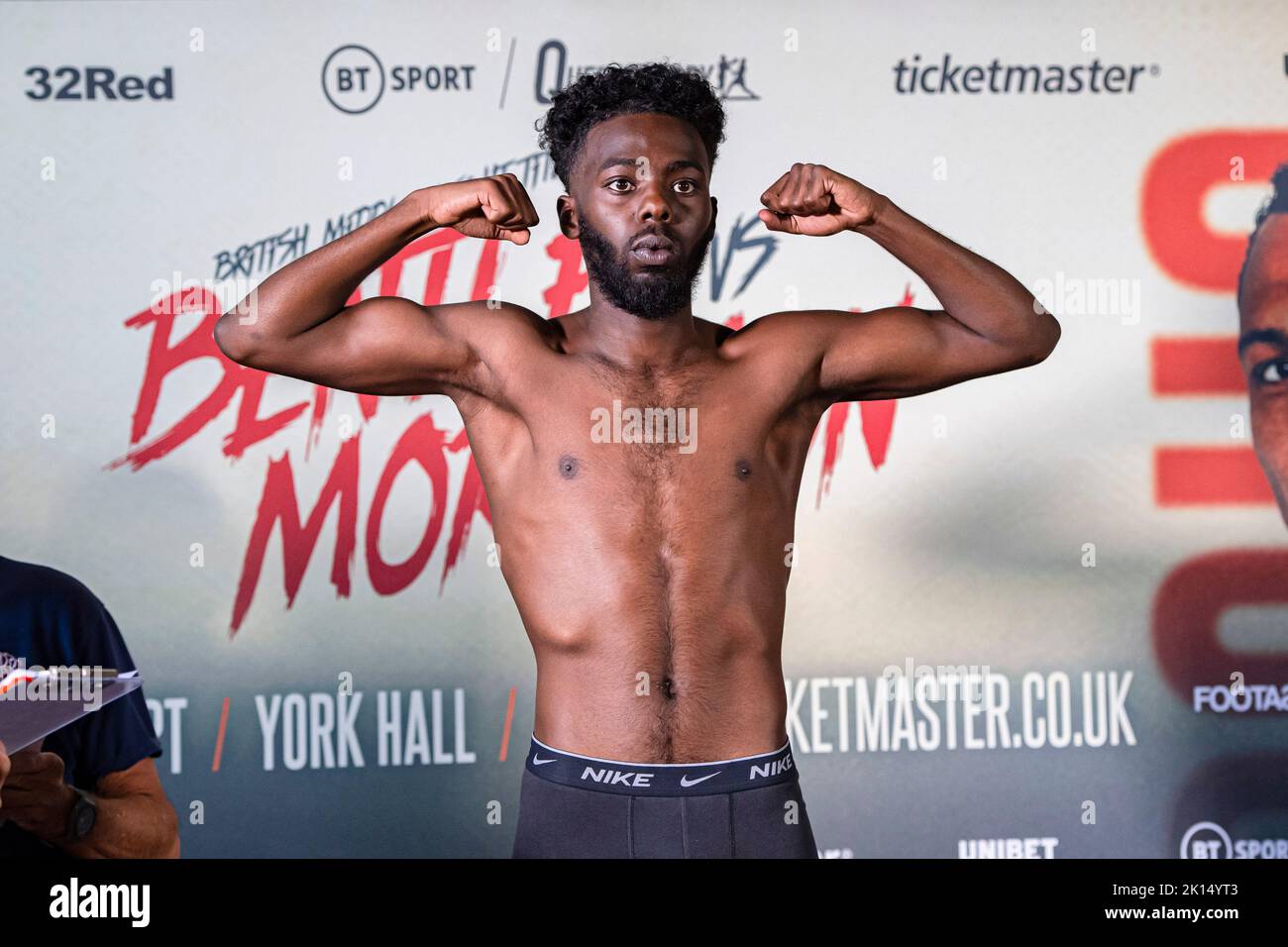 LONDON, UNITED KINGDOM. 15th Sep, 2022. Adan Mohamed during Frank Warren presents Bentley vs Morrison Official Weigh-In at Bethnal Green Town Hall Hotel on Thursday, September 15, 2022 in LONDON (Editorial use only, license required for commercial use. No use in betting, games or a single club/league/player publications.) Credit: Taka G Wu/Alamy Live News Stock Photo