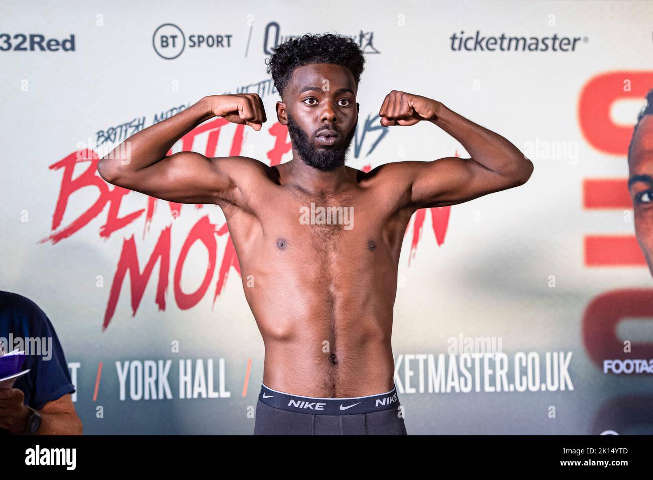 LONDON, UNITED KINGDOM. 15th Sep, 2022. Adan Mohamed during Frank Warren presents Bentley vs Morrison Official Weigh-In at Bethnal Green Town Hall Hotel on Thursday, September 15, 2022 in LONDON (Editorial use only, license required for commercial use. No use in betting, games or a single club/league/player publications.) Credit: Taka G Wu/Alamy Live News Stock Photo