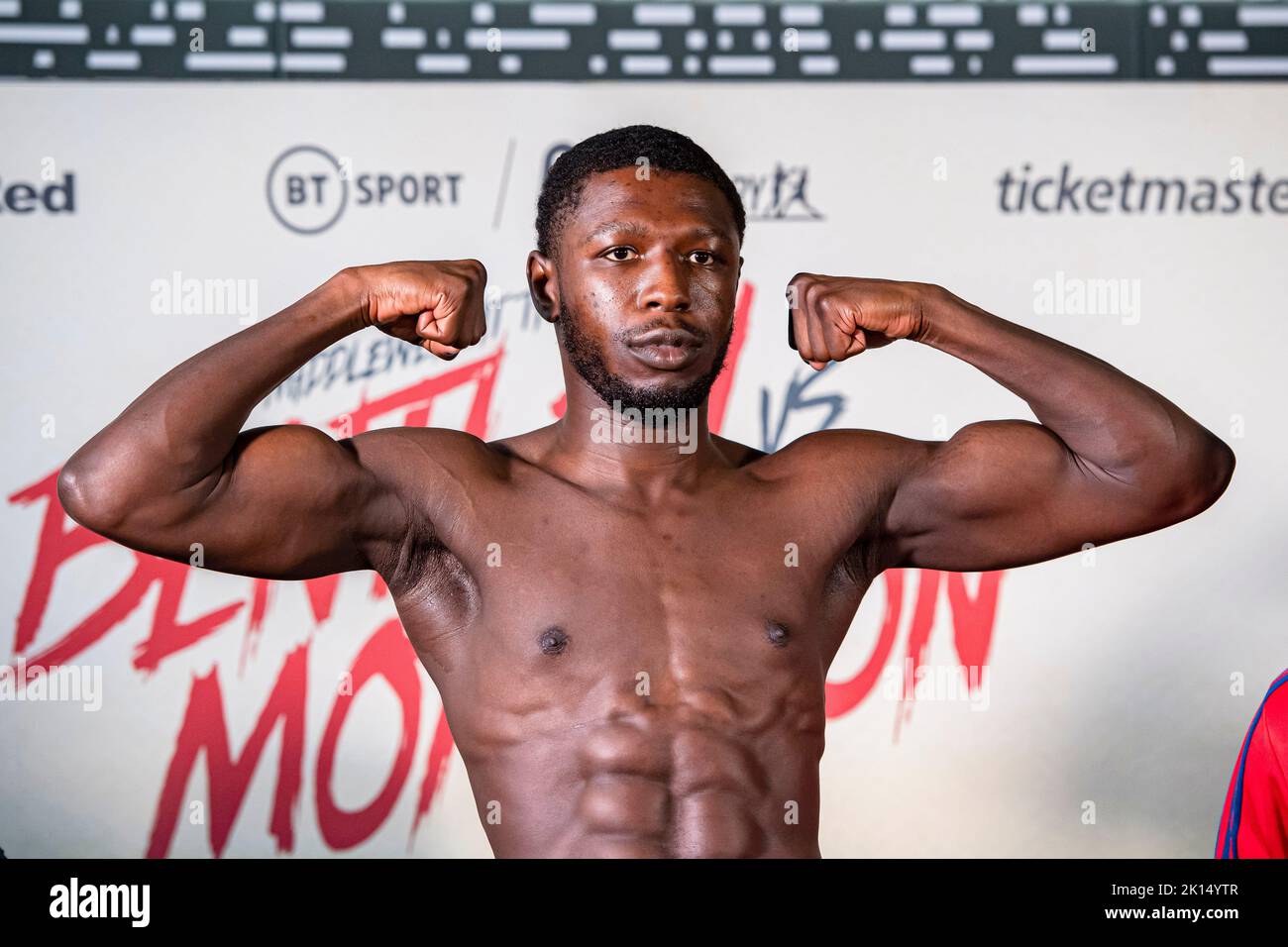 LONDON, UNITED KINGDOM. 15th Sep, 2022. Joel Kodua during Frank Warren presents Bentley vs Morrison Official Weigh-In at Bethnal Green Town Hall Hotel on Thursday, September 15, 2022 in LONDON (Editorial use only, license required for commercial use. No use in betting, games or a single club/league/player publications.) Credit: Taka G Wu/Alamy Live News Stock Photo