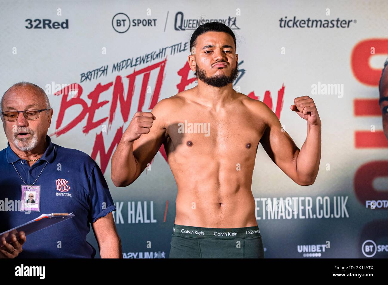 LONDON, UNITED KINGDOM. 15th Sep, 2022. Khalid Ali during Frank Warren presents Bentley vs Morrison Official Weigh-In at Bethnal Green Town Hall Hotel on Thursday, September 15, 2022 in LONDON (Editorial use only, license required for commercial use. No use in betting, games or a single club/league/player publications.) Credit: Taka G Wu/Alamy Live News Stock Photo