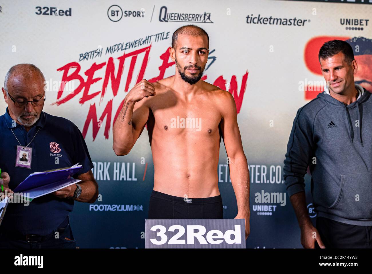 LONDON, UNITED KINGDOM. 15th Sep, 2022. Stefan Nicolae during Frank Warren presents Bentley vs Morrison Official Weigh-In at Bethnal Green Town Hall Hotel on Thursday, September 15, 2022 in LONDON (Editorial use only, license required for commercial use. No use in betting, games or a single club/league/player publications.) Credit: Taka G Wu/Alamy Live News Stock Photo