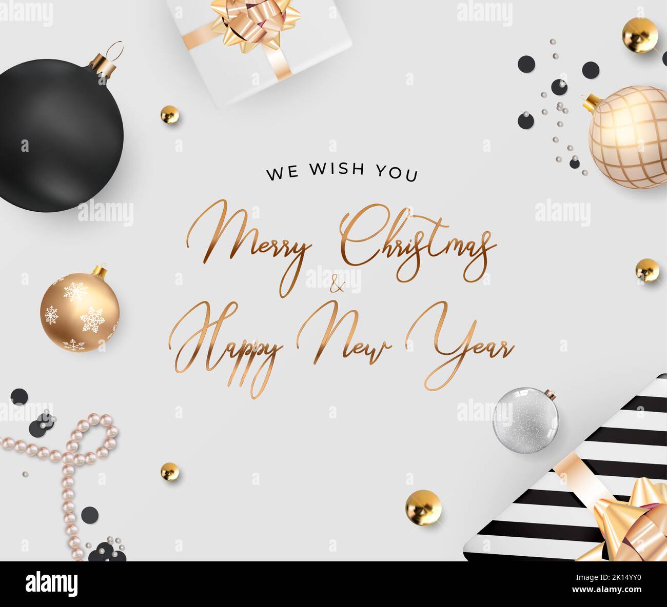 Greeting Card Merry Christmas Happy New Year. Vector Illustration Stock Vector