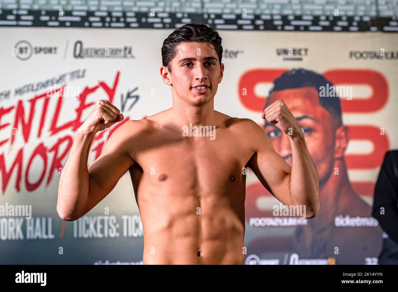 LONDON, UNITED KINGDOM. 15th Sep, 2022. Ryoston Barney-Smith during Frank Warren presents Bentley vs Morrison Official Weigh-In at Bethnal Green Town Hall Hotel on Thursday, September 15, 2022 in LONDON (Editorial use only, license required for commercial use. No use in betting, games or a single club/league/player publications.) Credit: Taka G Wu/Alamy Live News Stock Photo