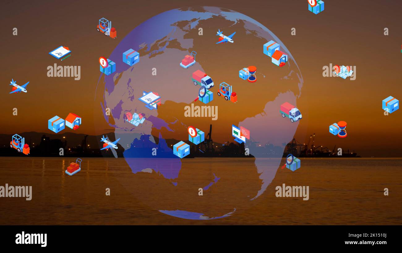 Logistics and technology concept. port view.  Stock Photo