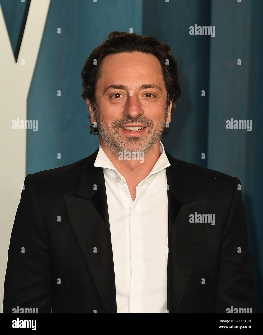 Sergey Brin attends the 2022 Vanity Fair Oscar Party hosted by Radhika Jones at Wallis Annenberg Center for the Performing Arts on March 27, 2022 in B Stock Photo