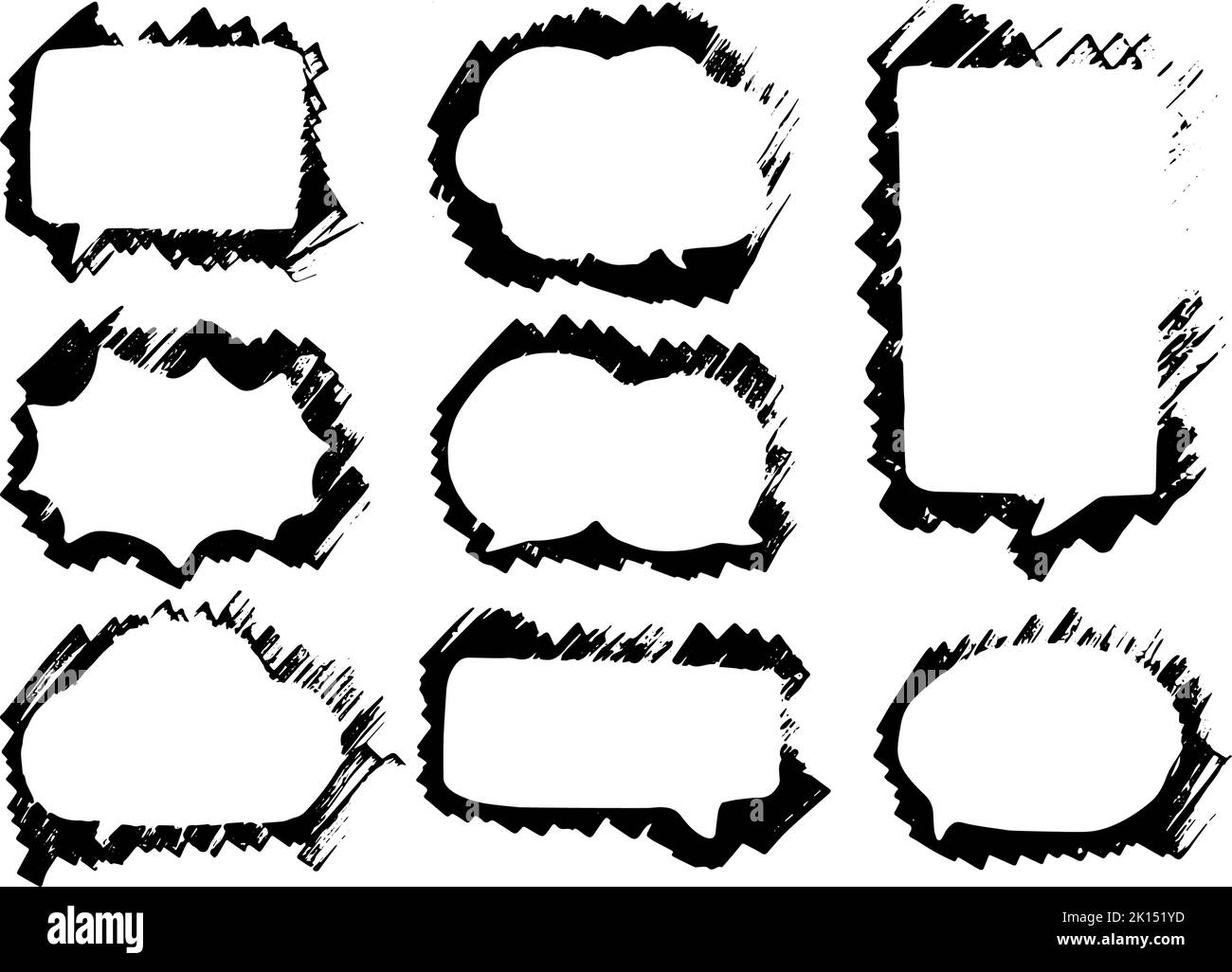 Hand drawn sketch speech bubbles set. Vector illustration Stock Vector ...