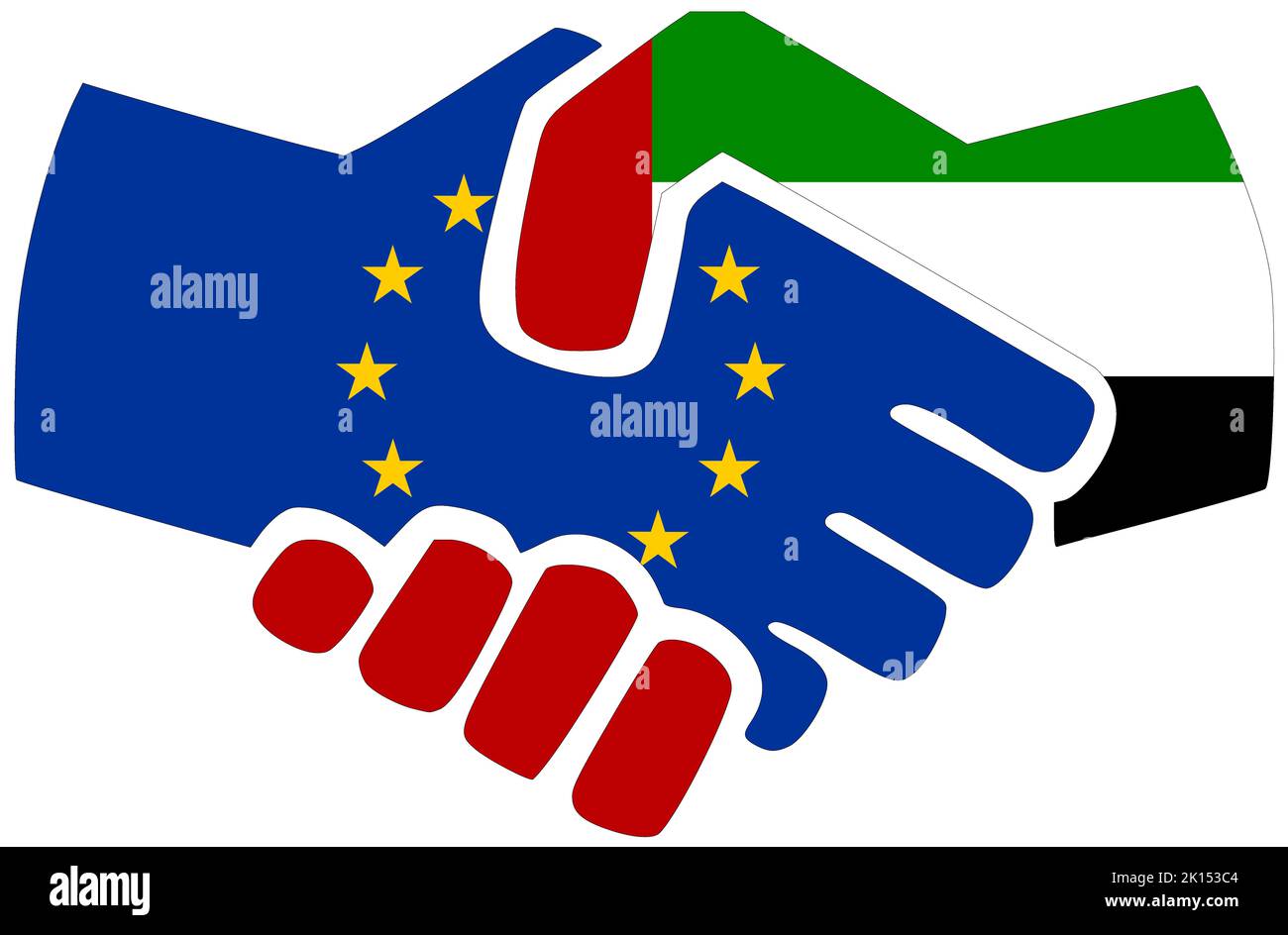 EU - UAE : Handshake, symbol of agreement or friendship Stock Photo
