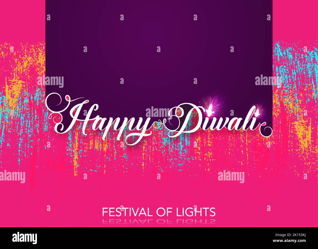 Happy Diwali Festival of Lights Celebration colorful template. Graphic design of Indian Diya Oil Lamps, Modern Design with copy space for your text Stock Vector