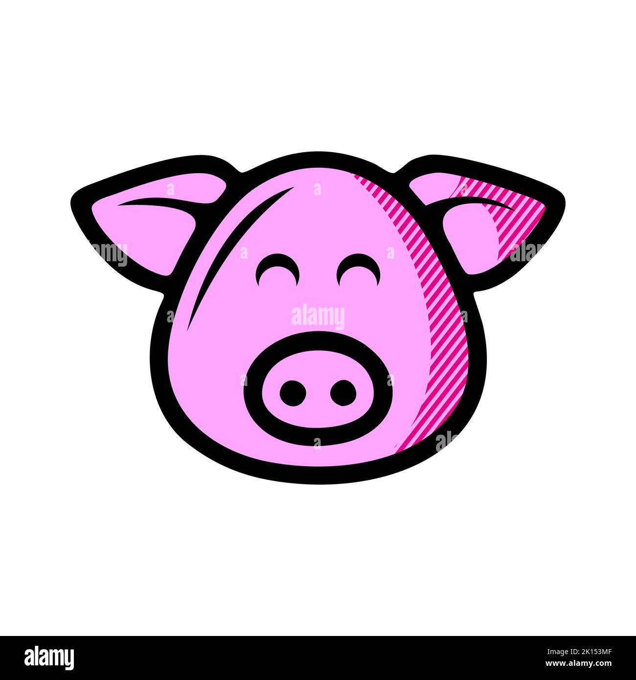 vector of pig head. pig icon vector. pig icon black on white background. pig icon simple and modern for app, web and design. pig icon vector illustrat Stock Photo