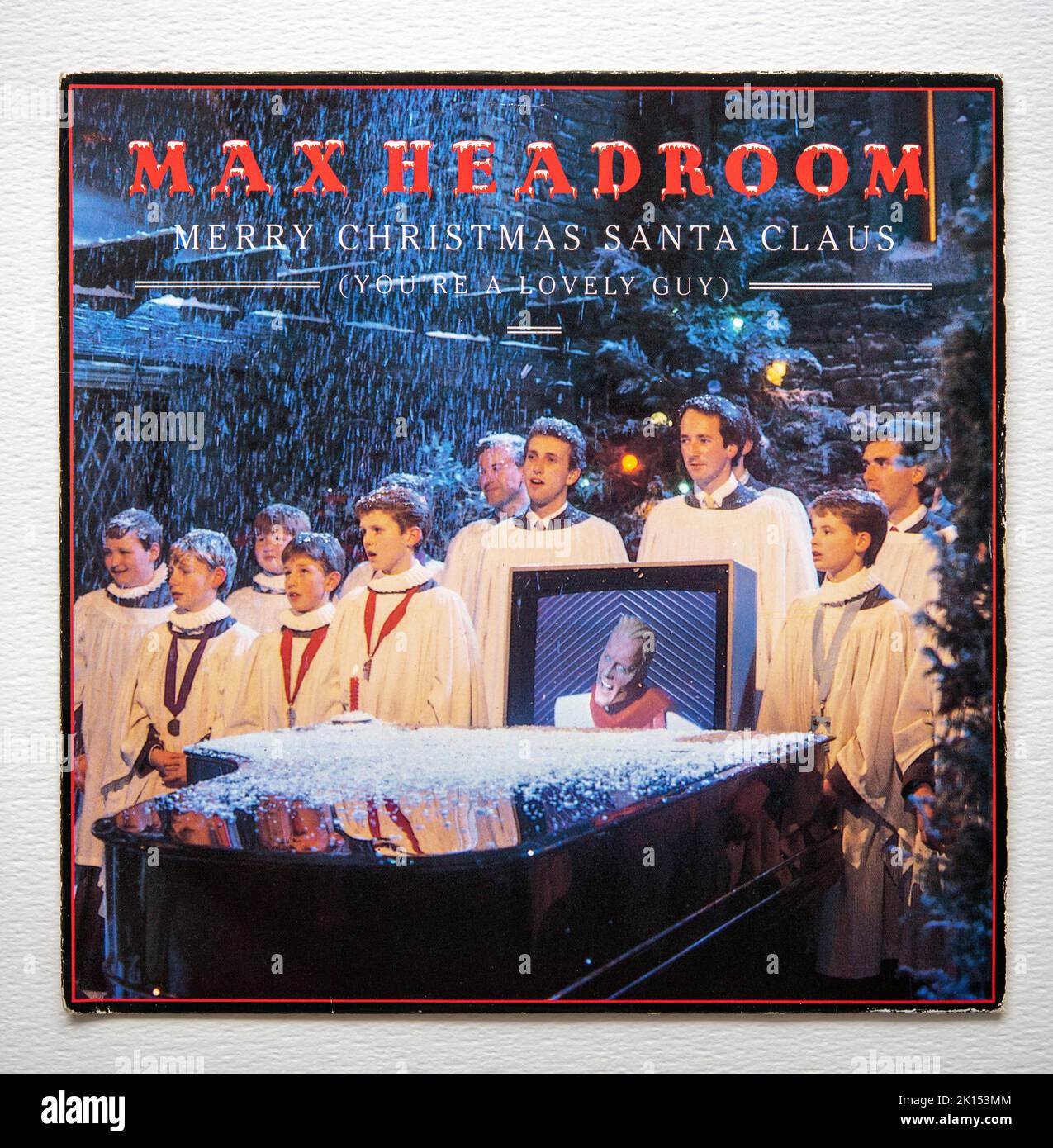 Seven inch vinyl picture cover version of the 1986 Christmas single Merry Christmas Santa Claus (You're A Lovely Guy) by Max Headroom Stock Photo