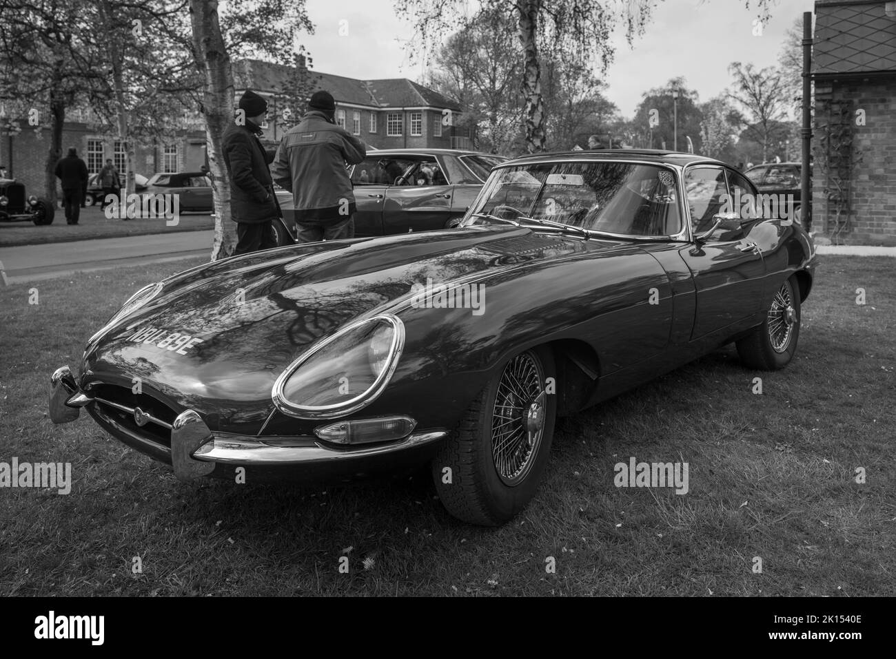 1967 Jaguar E-Type ‘NBU 89E’ on display at the June Scramble held at the Bicester Heritage Centre on the 23rd April 2022 Stock Photo