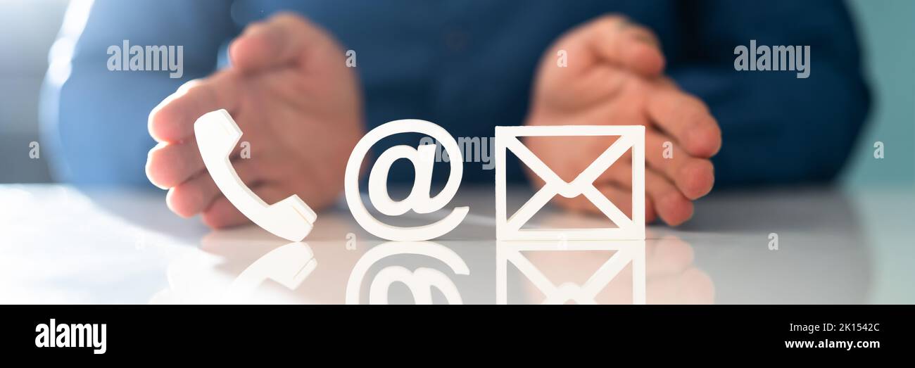 Contact Us Panoramic Banner Background. Call Phone Stock Photo Alamy