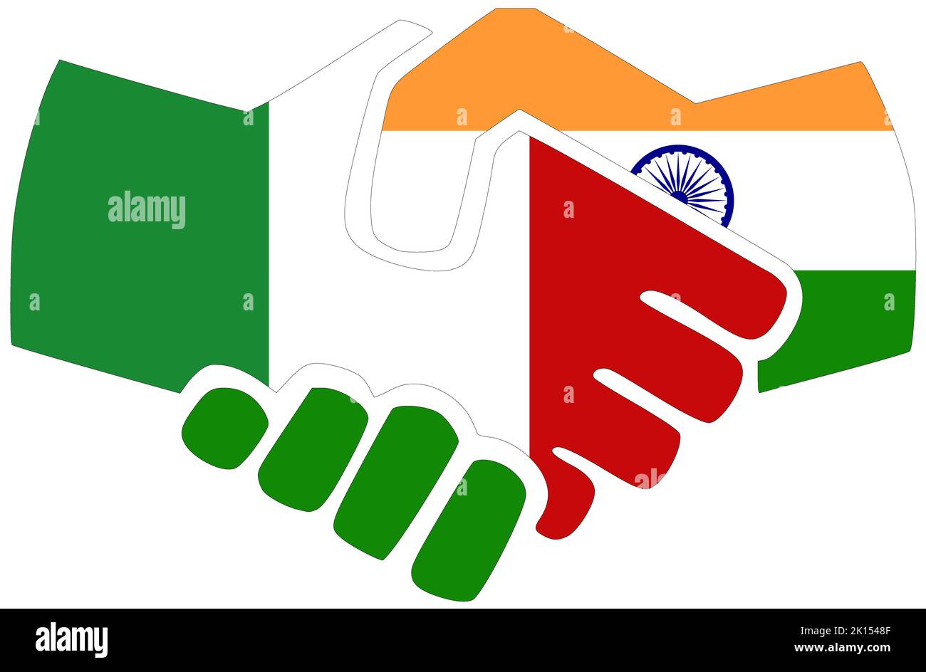 Italy - India : Handshake, symbol of agreement or friendship Stock Photo