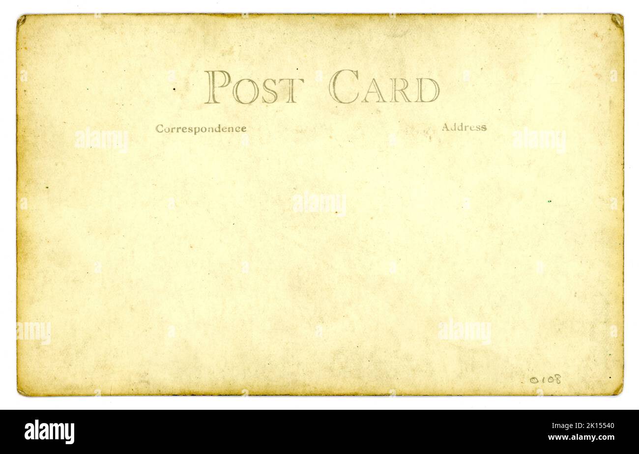Reverse of original unwritten blank 1930's era postcard, U.K. Stock Photo