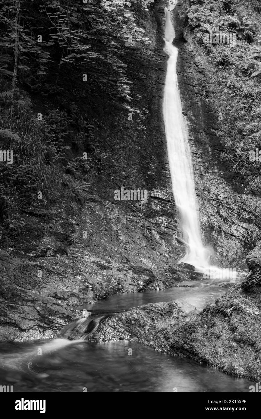 Long exposure of the White Lady waterfall on the river Lyd at Lyford