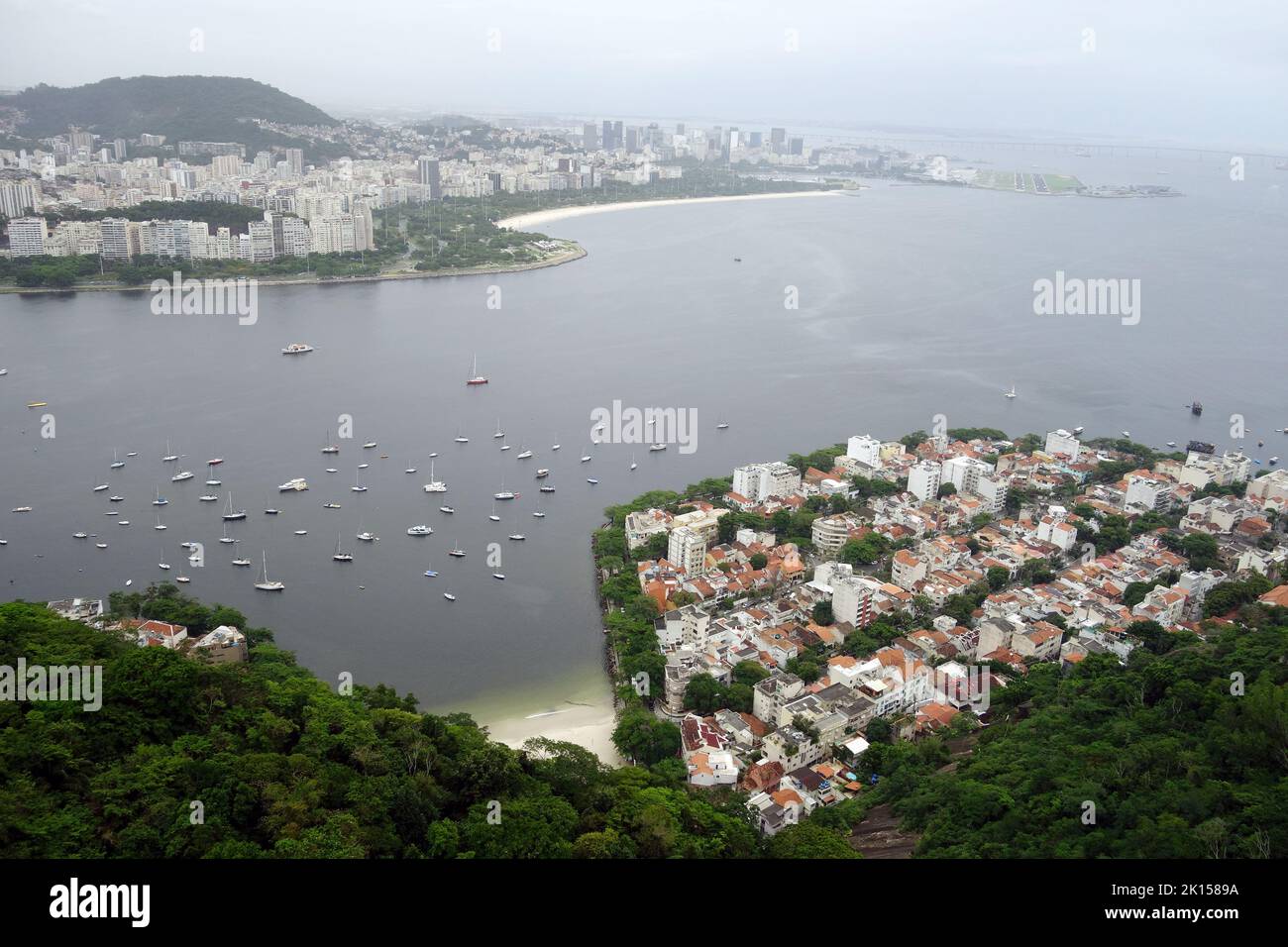 view, Sugarloaf Mountain, Pão de Açúcar, Rio de Janeiro, Southeast Region, Brazil, South America Stock Photo