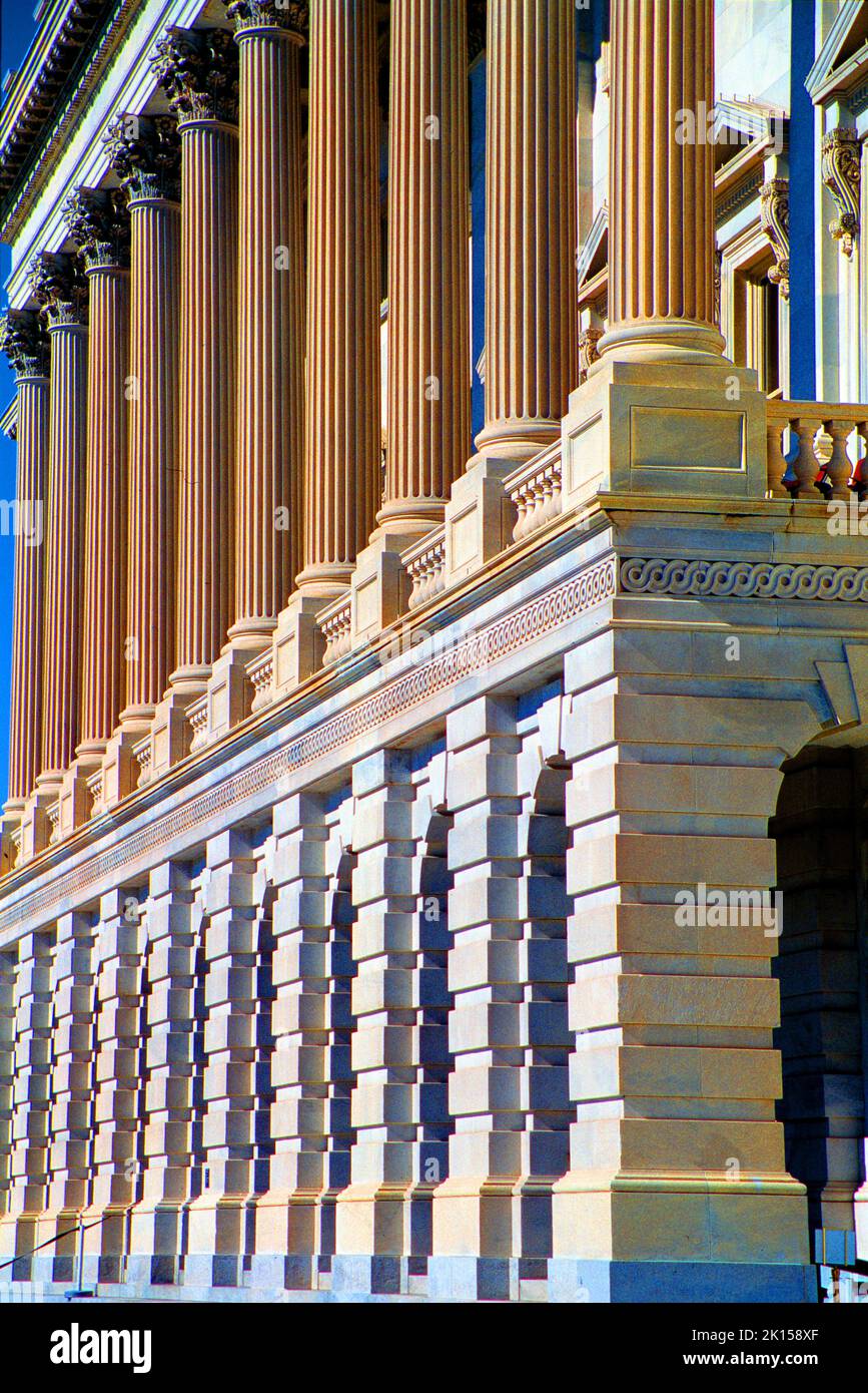 US Capitol Building Details, tightly cropped shot of facade of the ...