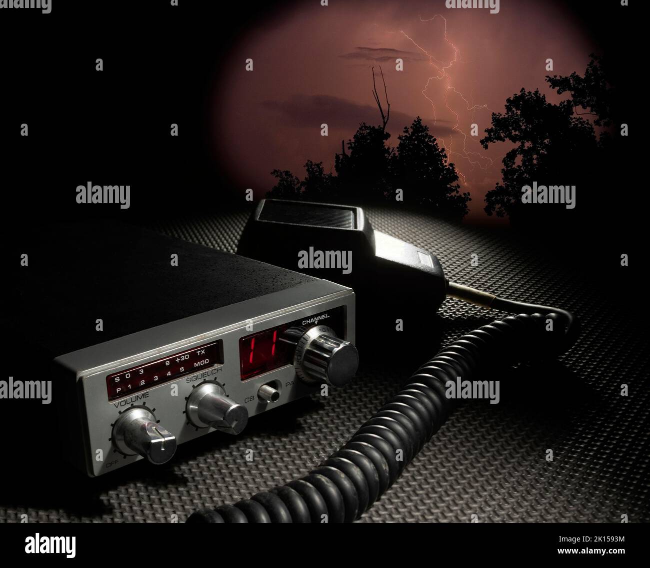 Channel 11 on a CB radio with storm behind Stock Photo Alamy