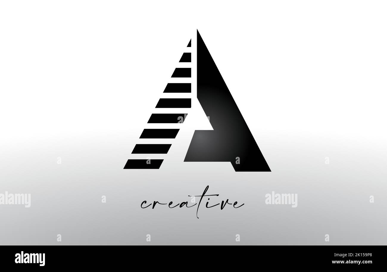 Lines Letter A Logo Design with Creative Lines Cut on half of The ...