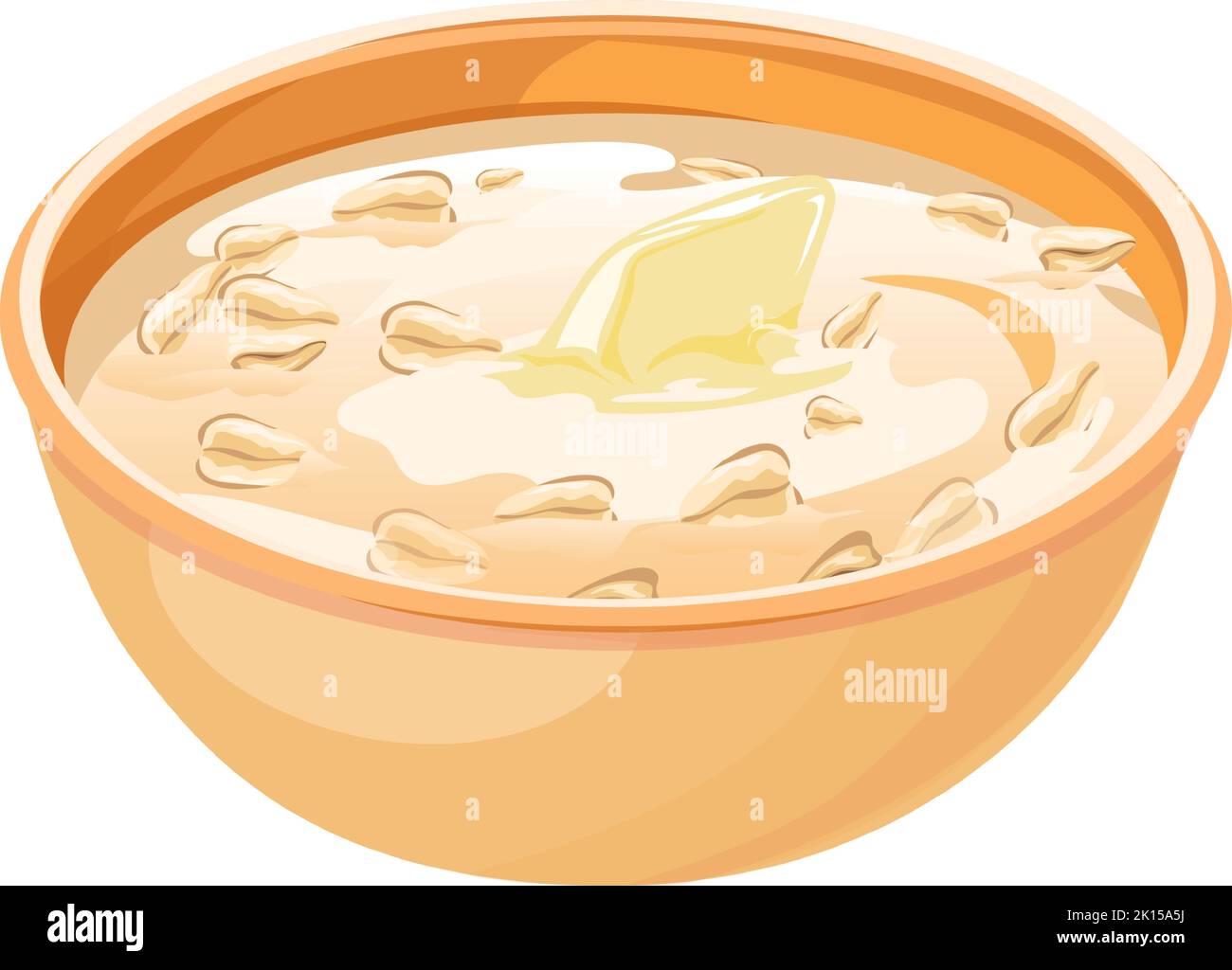 Porridge icon. Cartoon milk cereal. Breakfast bowl isolated on white ...