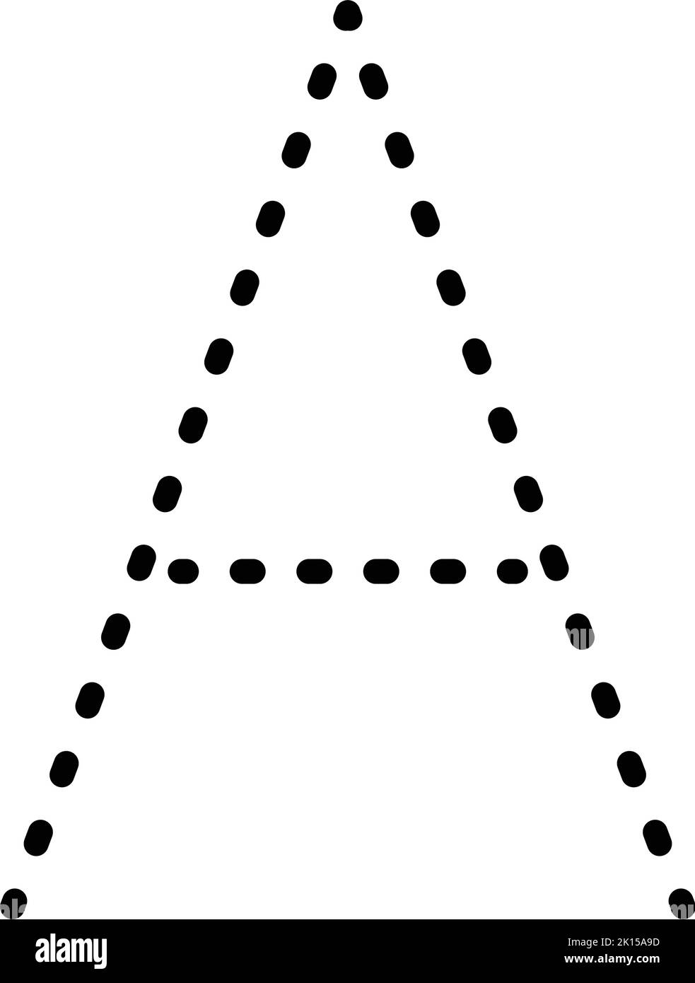 Tracing Alphabet letter A prewriting dotted line element for