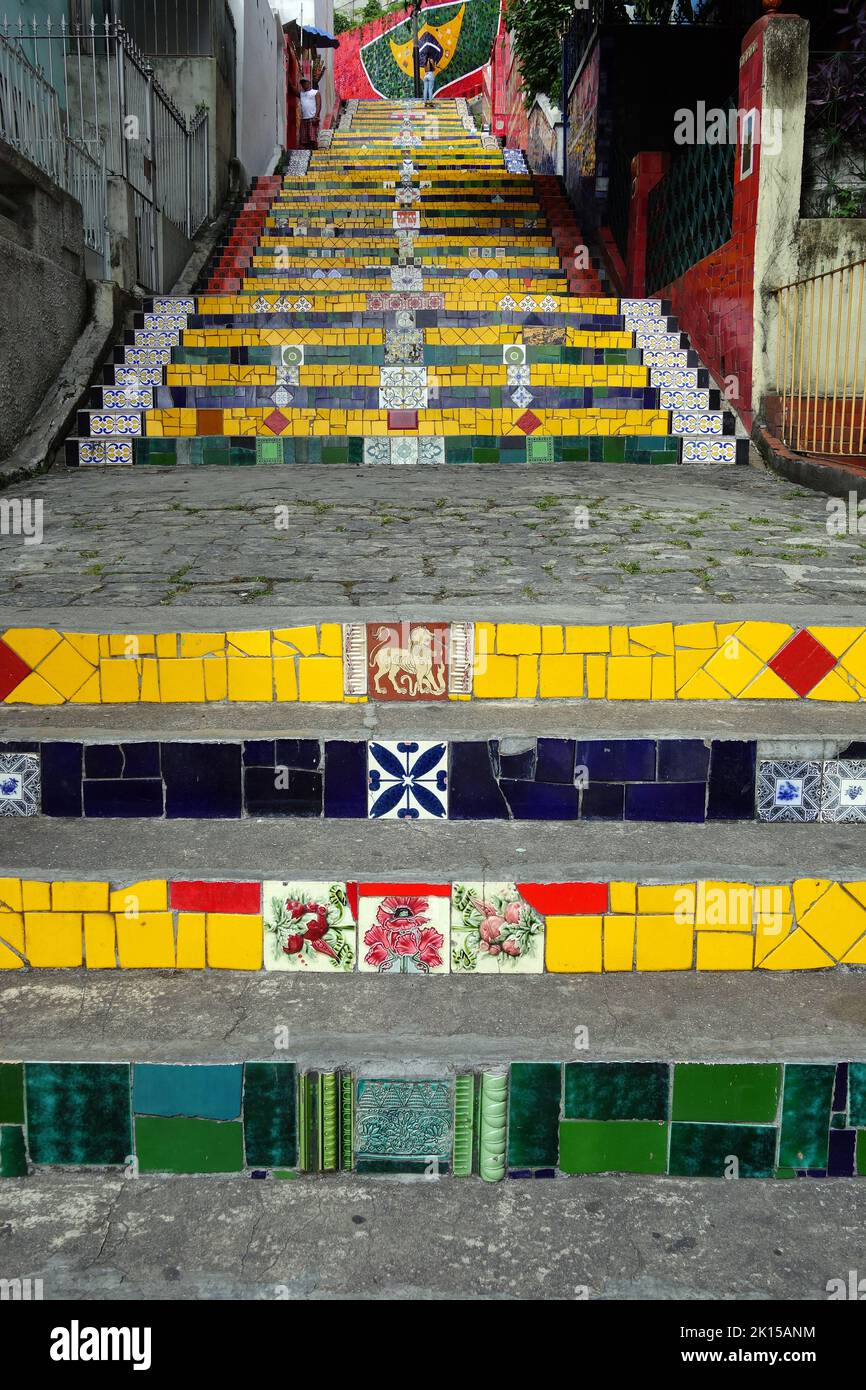Escadaria Selarón, Selaron Steps, Rio de Janeiro, Southeast Region, Brazil, South America Stock Photo