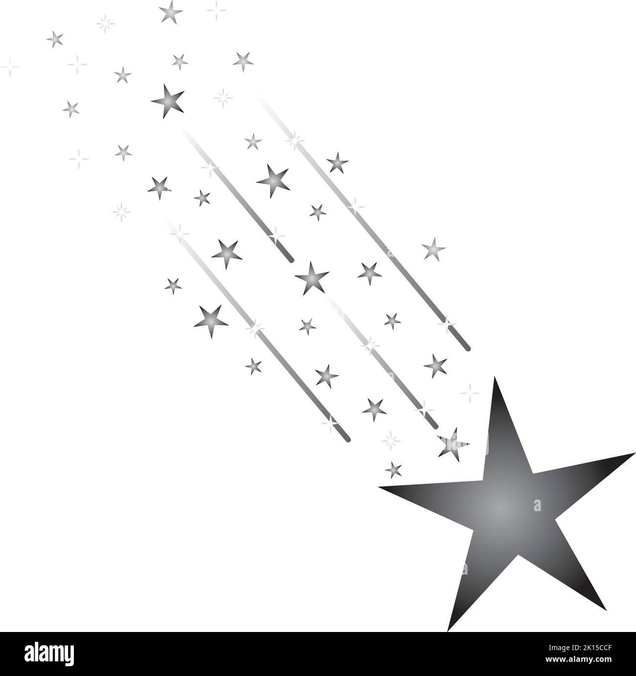 Black and White Creative Shooting Star Ethereal Graphic Stock Vector