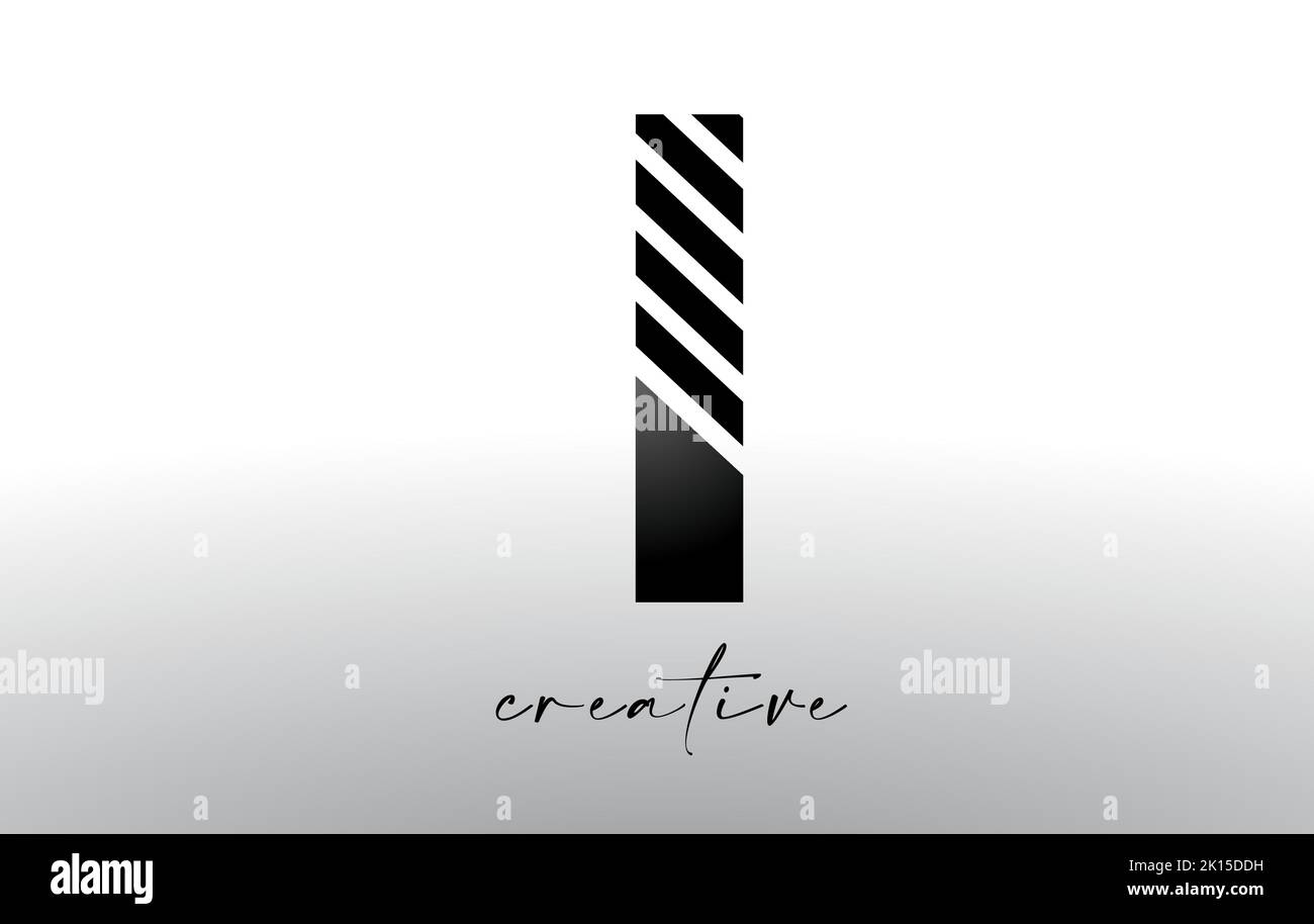 Lines Letter I Logo Design with Creative Lines Cut on half of The ...