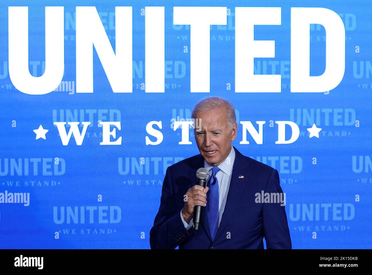 U.S. President Joe Biden delivers remarks at the 'United We Stand' summit on countering hate-fueled violence, at the White House in Washington, U.S., September 15, 2022. REUTERS/Kevin Lamarque Stock Photo
