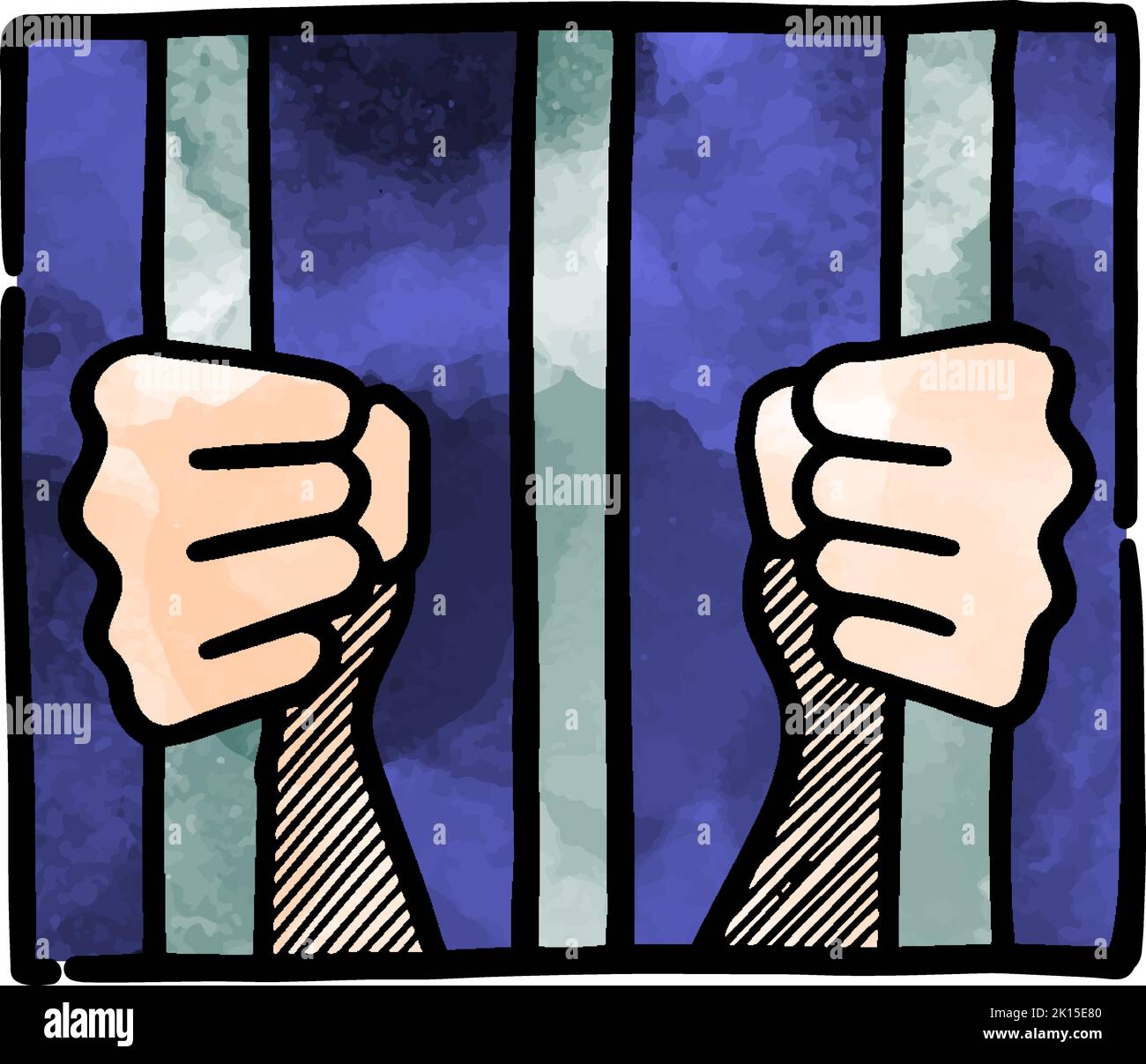 Watercolor style jail icon Stock Vector