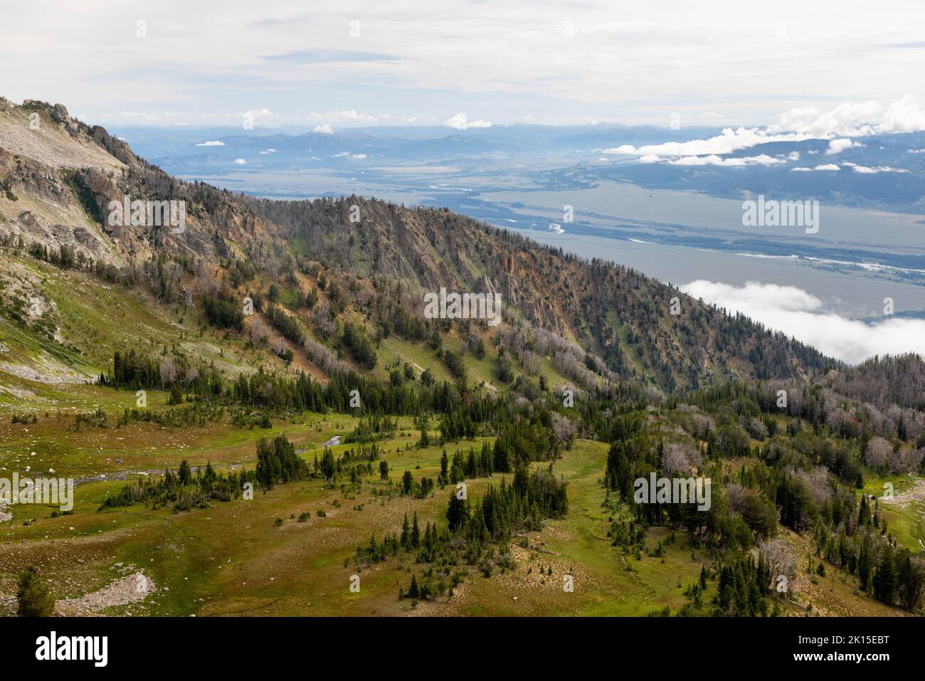 High elevation drainages in the Teton Mountains descending toward the