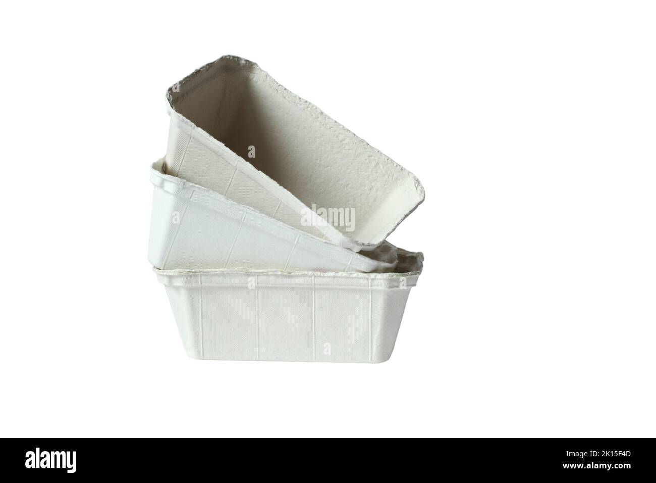 Biodegradable food trays made from pressed cardboard isolated on white