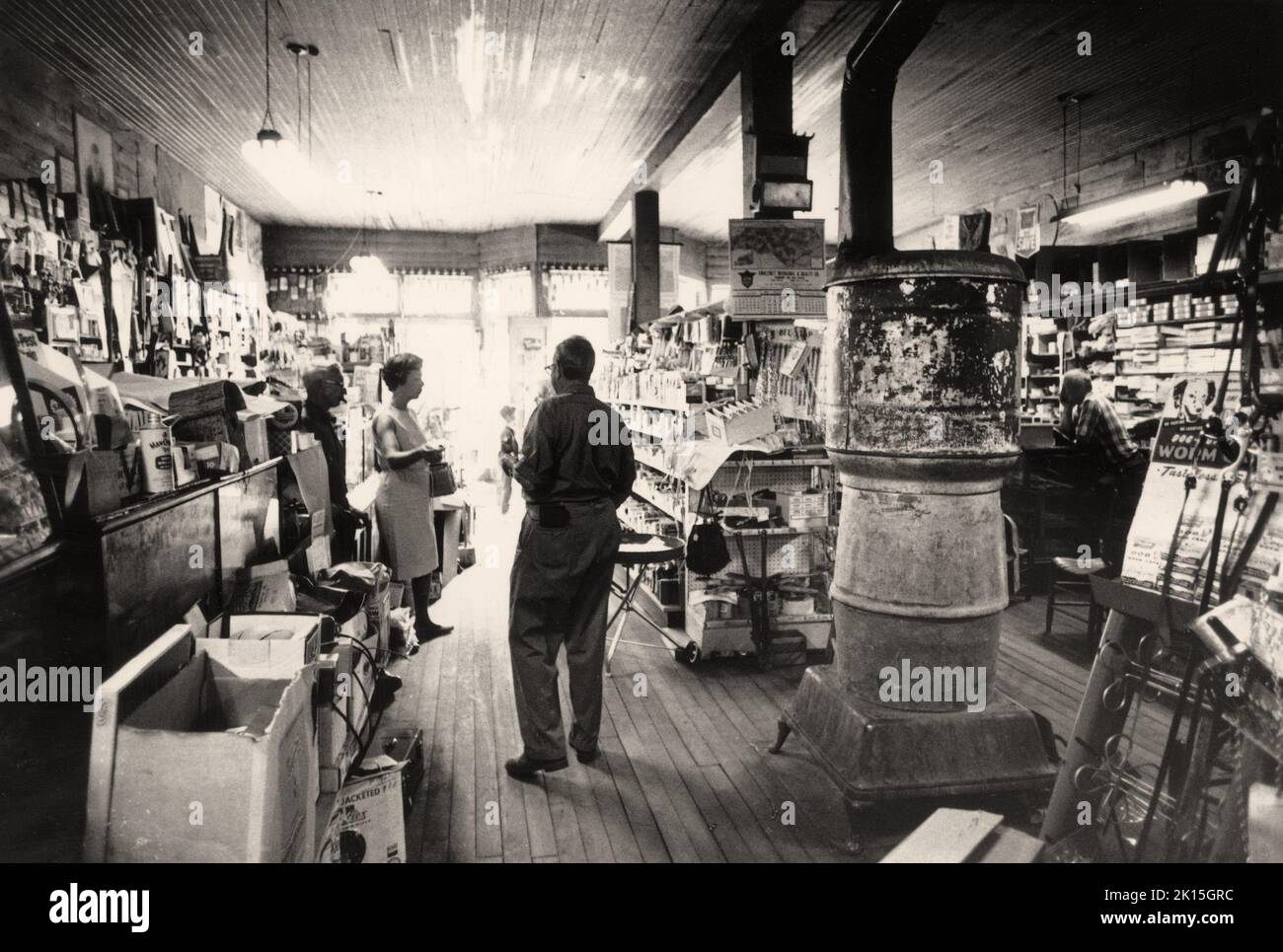 The Mast General Store, Valle Crucis, NC, in 1963. It is still operating today, into the 21st century. It is located in the Blue Ridge Mountains, near Boone, and is a favorite tourist destination. Stock Photo