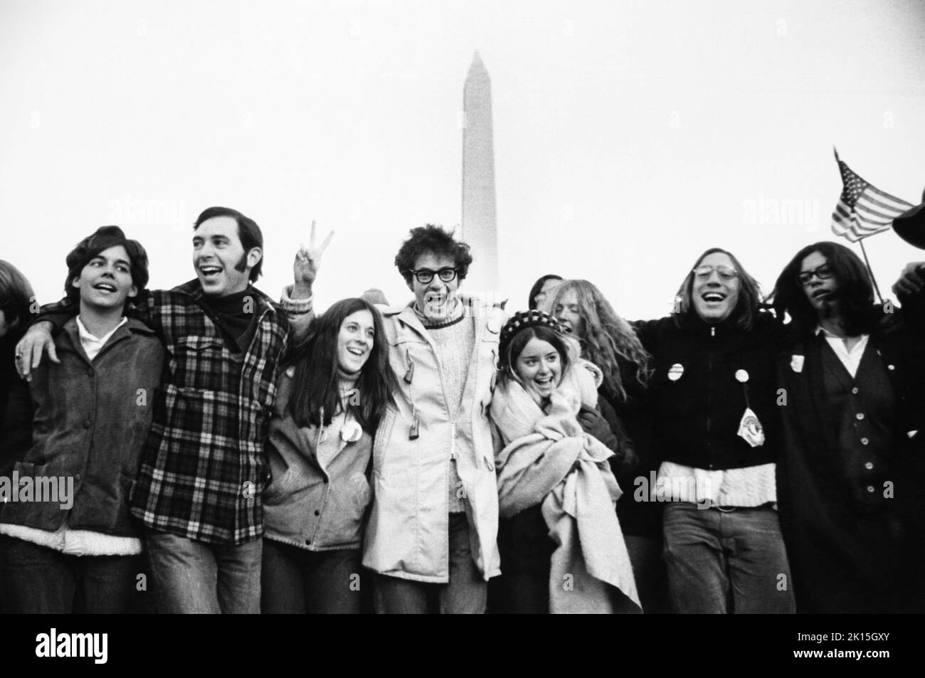 Demonstrators at the Moratorium to End the War in Vietnam. Washington DC, November, 1969. Stock Photo