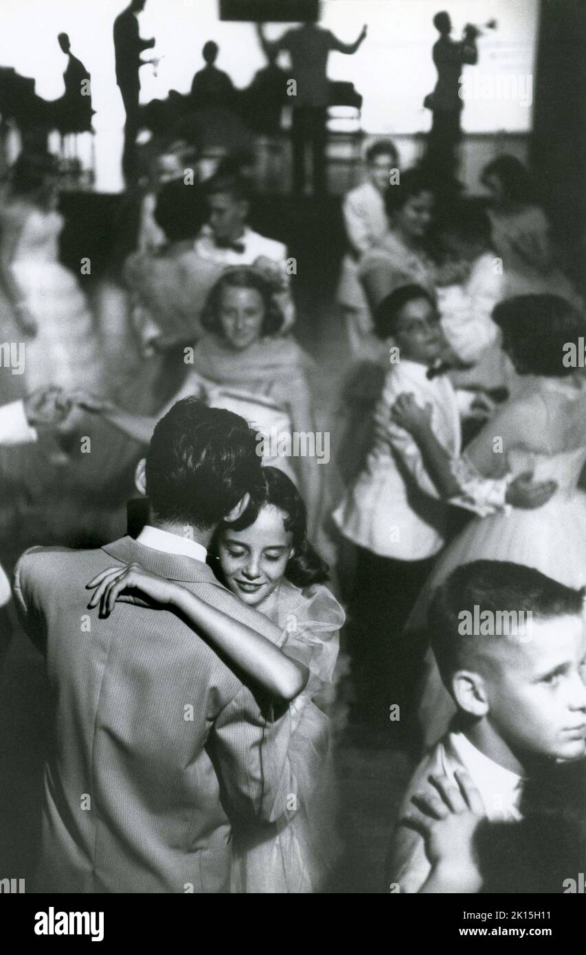 Young couple dancing in dance class.  Circa 1957. Stock Photo