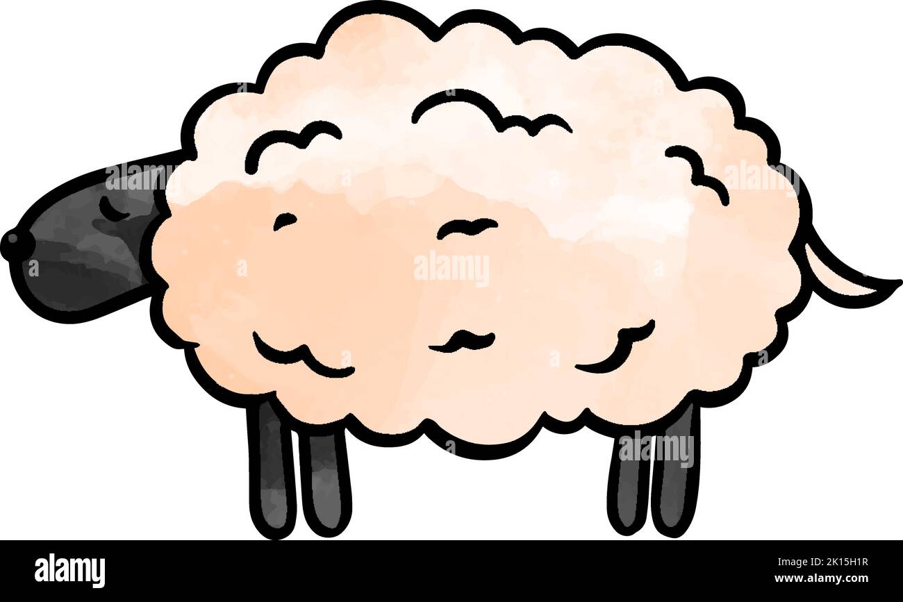 Watercolor style hand drawn sleeping sheep Stock Vector