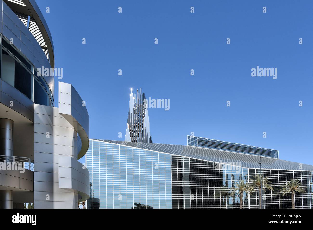 GARDEN GROVE, CALIFORNIA - 20 MAR 2021: Closeup of buildings at the Crystal Cathedral. Stock Photo
