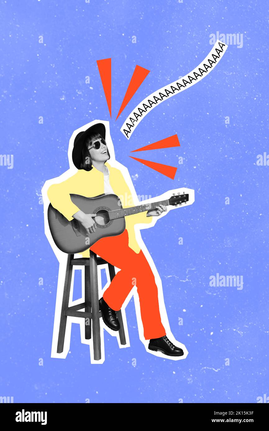 Creative trend collage of talented popular woman singer cowgirl