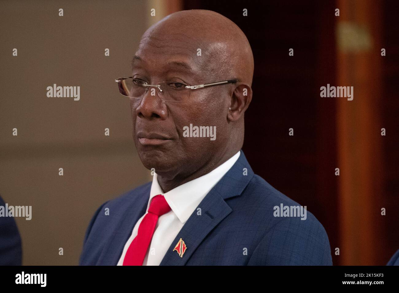 Prime Minister of Trinidad and Tobago Keith Rowley participates in a multilateral meeting with the US Vice President Kamala Harris, Caribbean and Dominican leaders, in the Blair House across the street from the White House, in Washington, DC, USA, 15 September 2022. Stock Photo