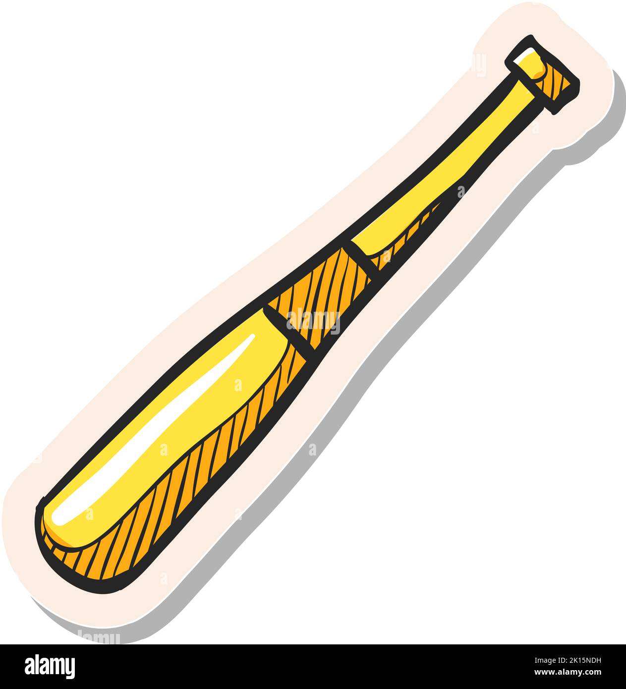Hand drawn Baseball bat icon in sticker style vector illustration Stock ...