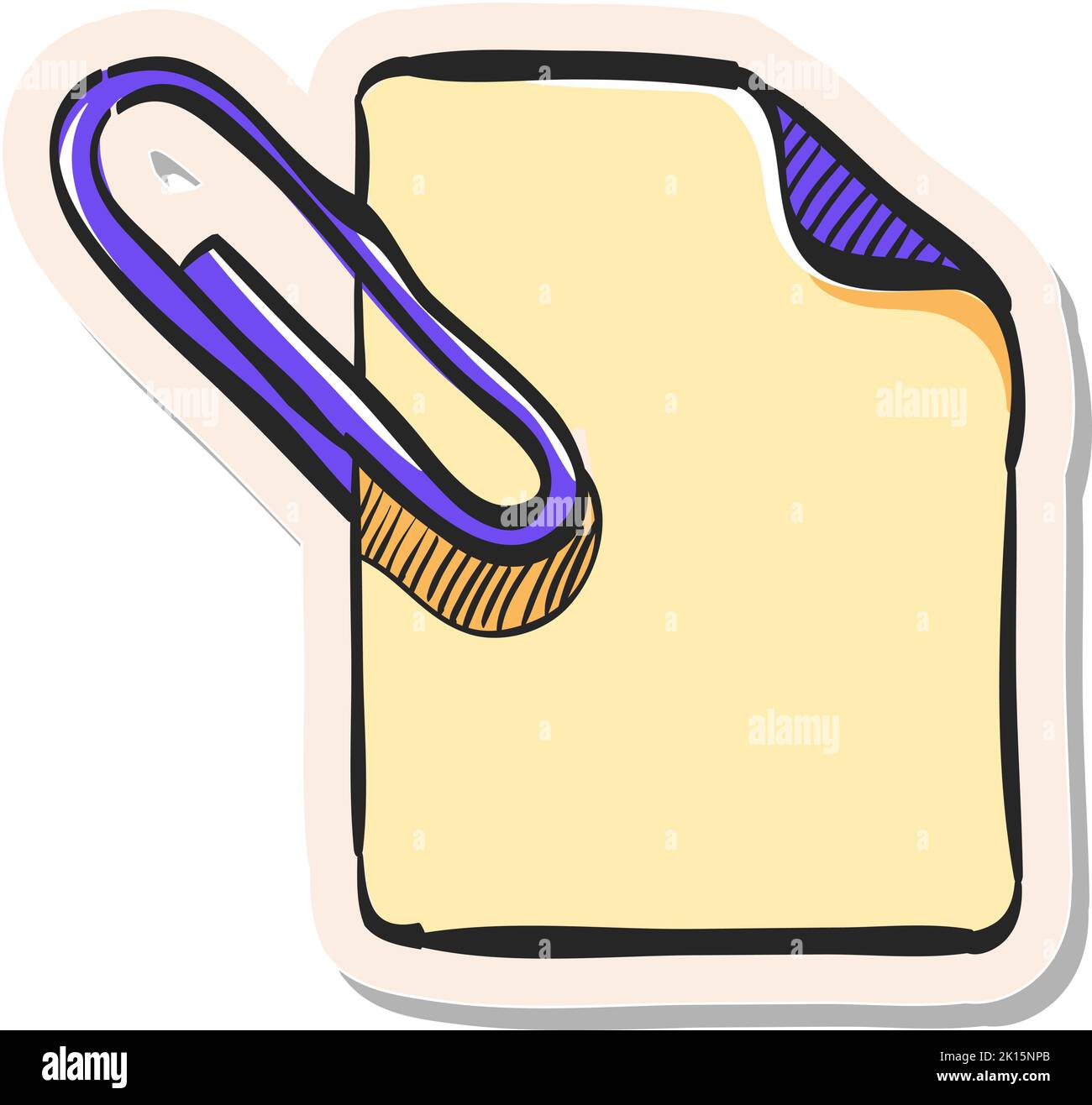 Hand drawn Attachment file icon in sticker style vector illustration ...