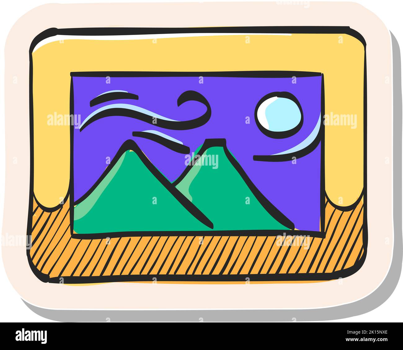 Hand drawn Painting frame icon in sticker style vector illustration ...