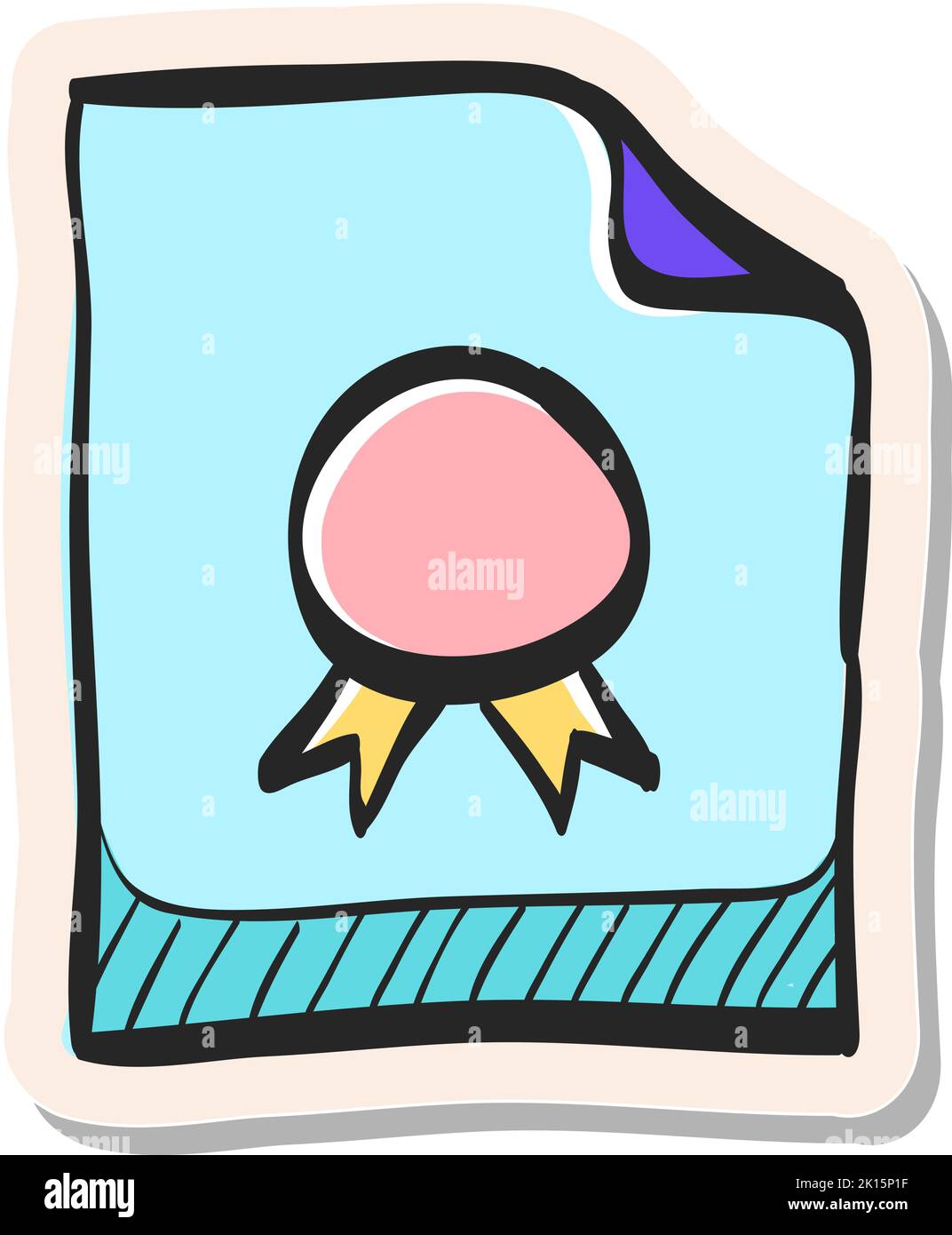 Hand drawn Contract document icon in sticker style vector illustration ...