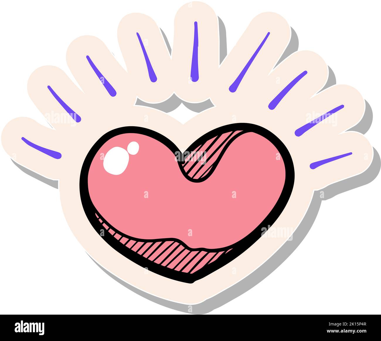 Hand drawn heart shape in sticker style vector illustration Stock ...